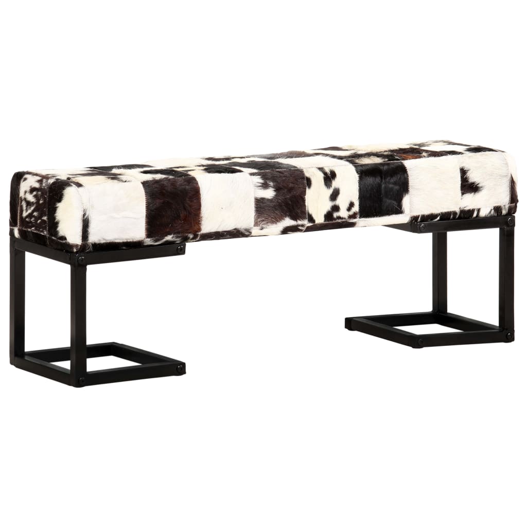 Bench 110 cm Black Patchwork Genuine Goat Leather