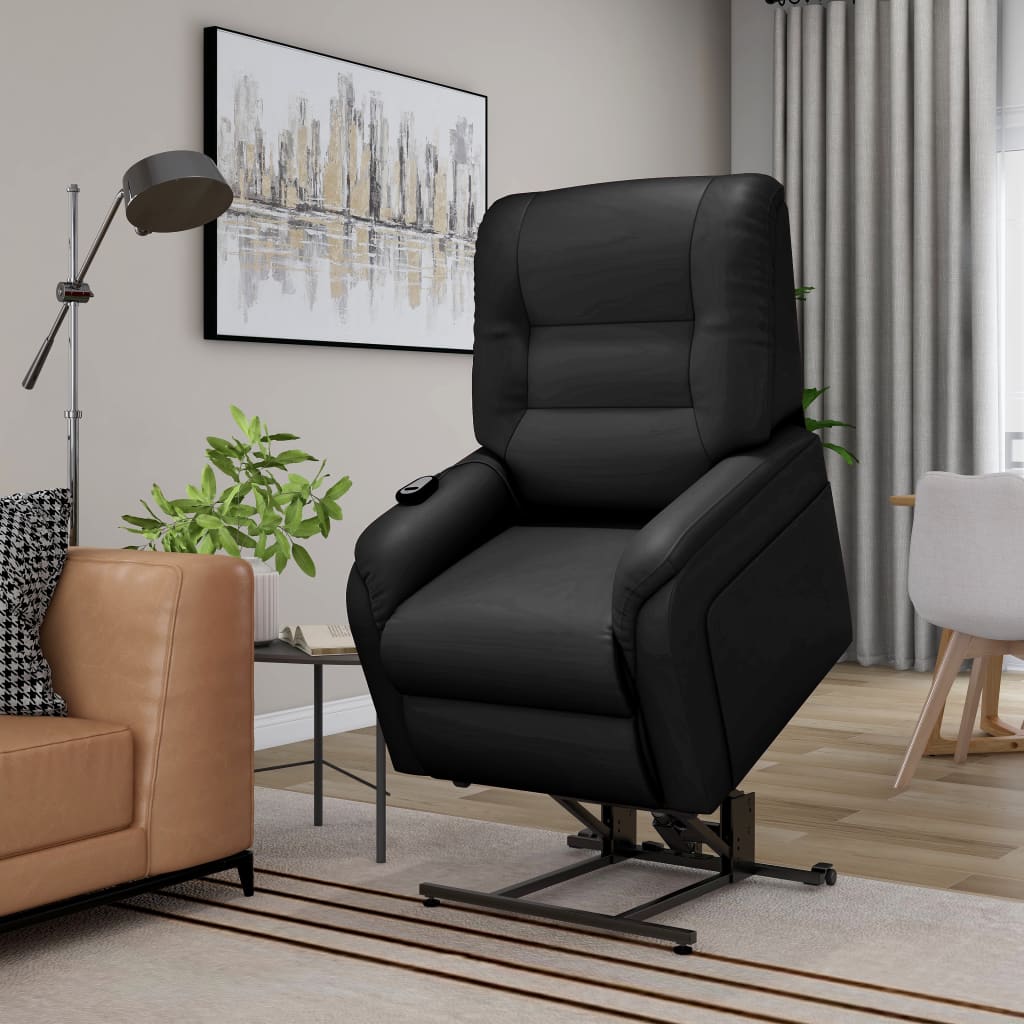 Massage-TV-Sessel mit Aufstehhilfe Elektrisch Schwarz Kunstleder 