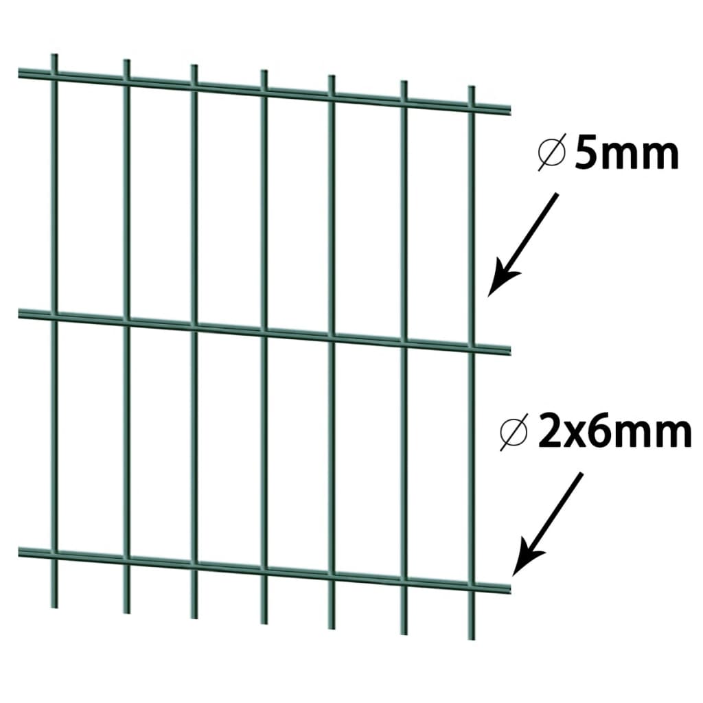 2D Garden Fence Panel and Post 123 cm 40 m Green