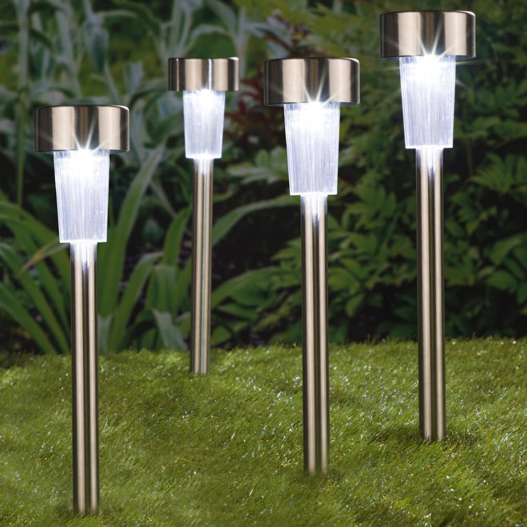 HI LED Solar Garden Light 4pcs Stainless Steel 36 cm