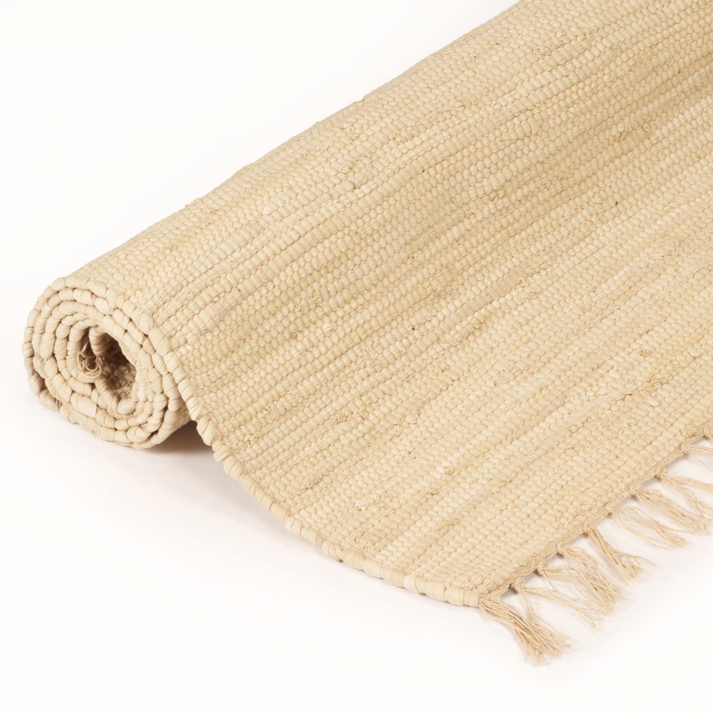 Handgewebter Chindi-Teppich Baumwolle 120x170 cm Creme