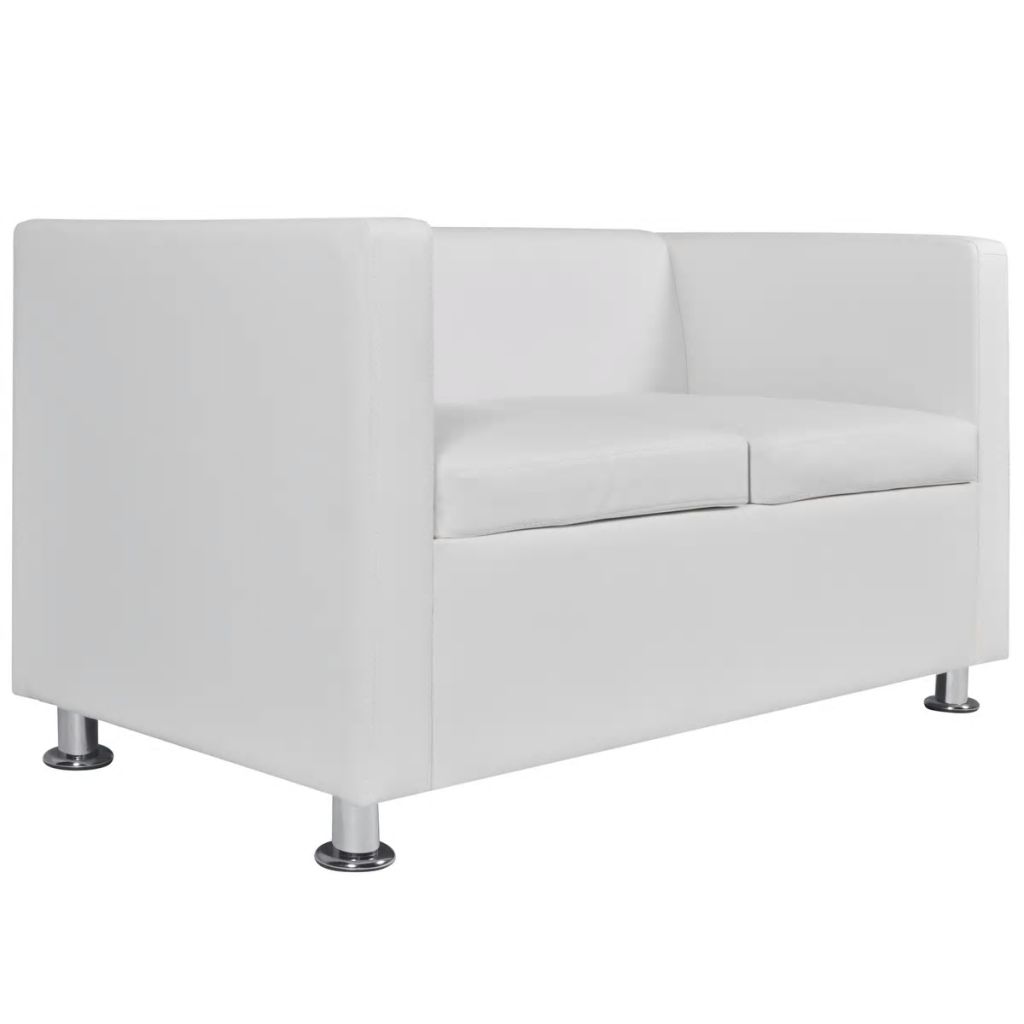 2-Sitzer-Sofa Kunstleder Weiss  