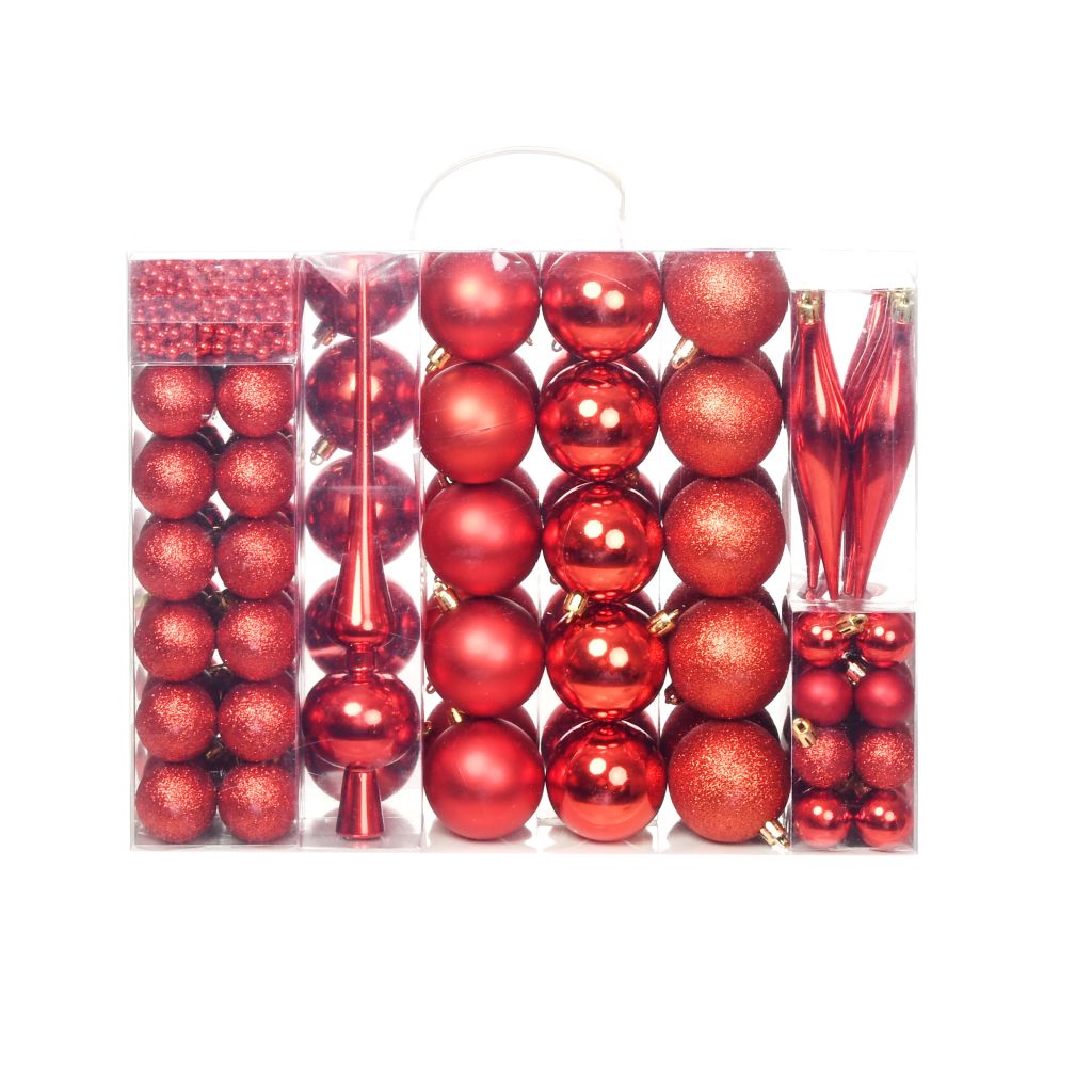 113-tlg. Weihnachtskugel-Set 3/4/6 cm Rot