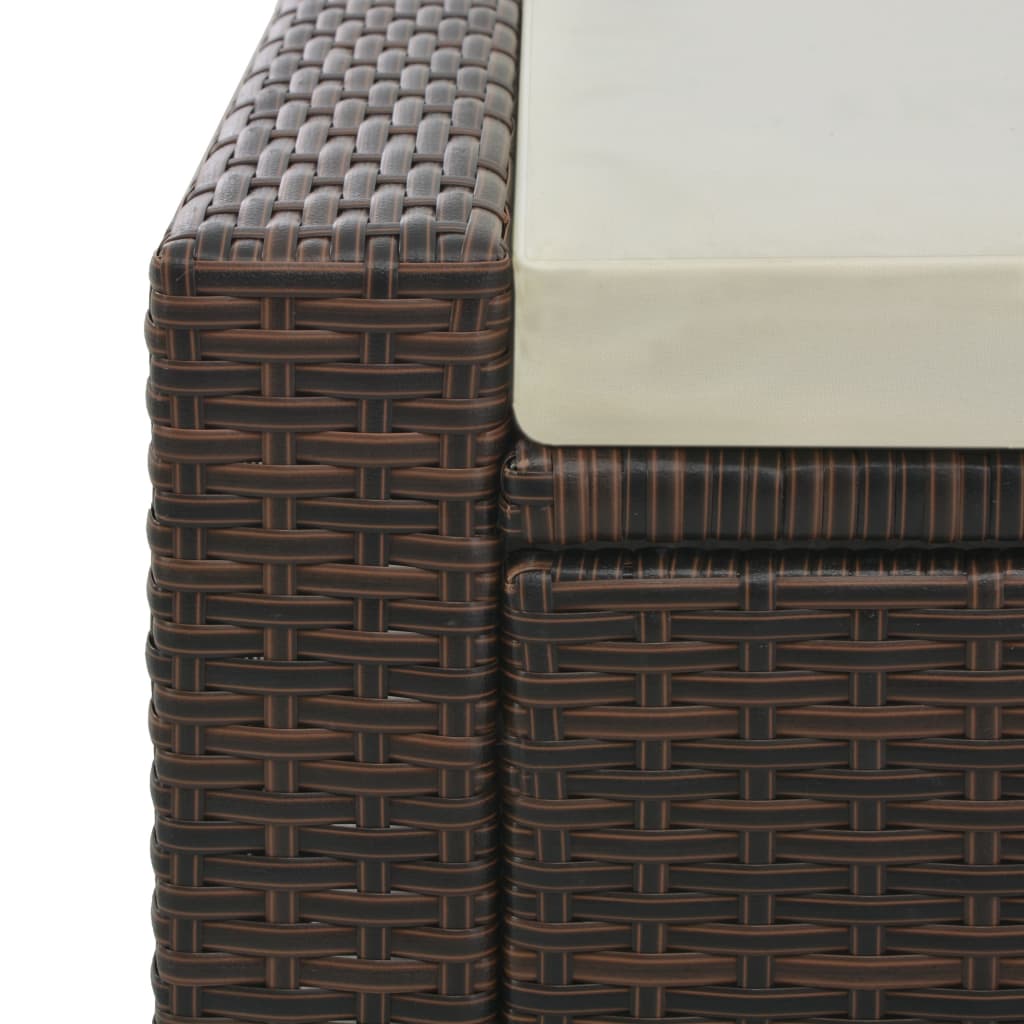 Double Sun Lounger Poly Rattan Brown