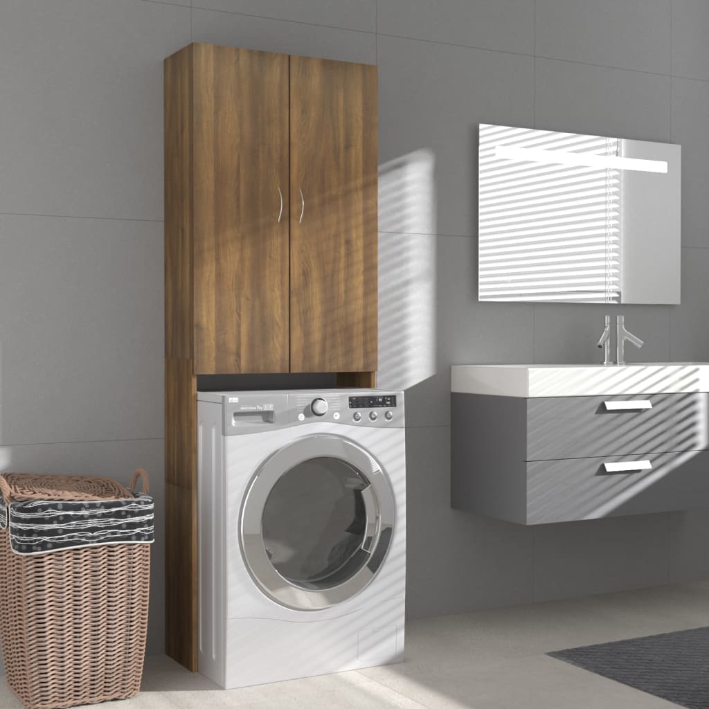 Washing Machine Cabinet Brown Oak 64x25.5x190 cm