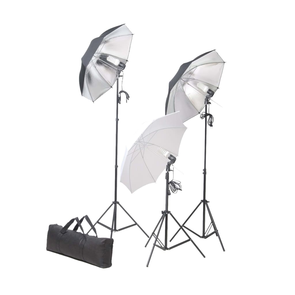 Fotostudio-Beleuchtung Set 24 Watt mit Stativen & Schirmen  