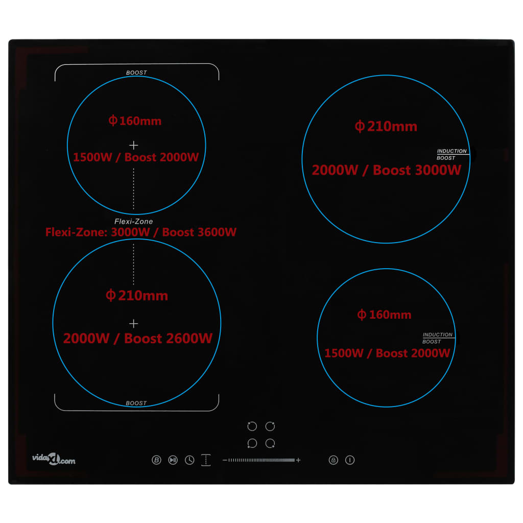 Induction Hob with 4 Burners Touch Control Flexible Zone 7000 W