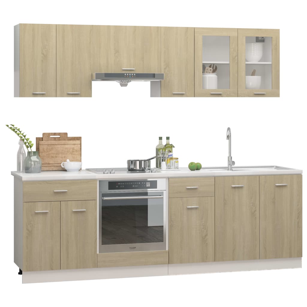 8 Piece Kitchen Cabinet Set Sonoma Oak Chipboard