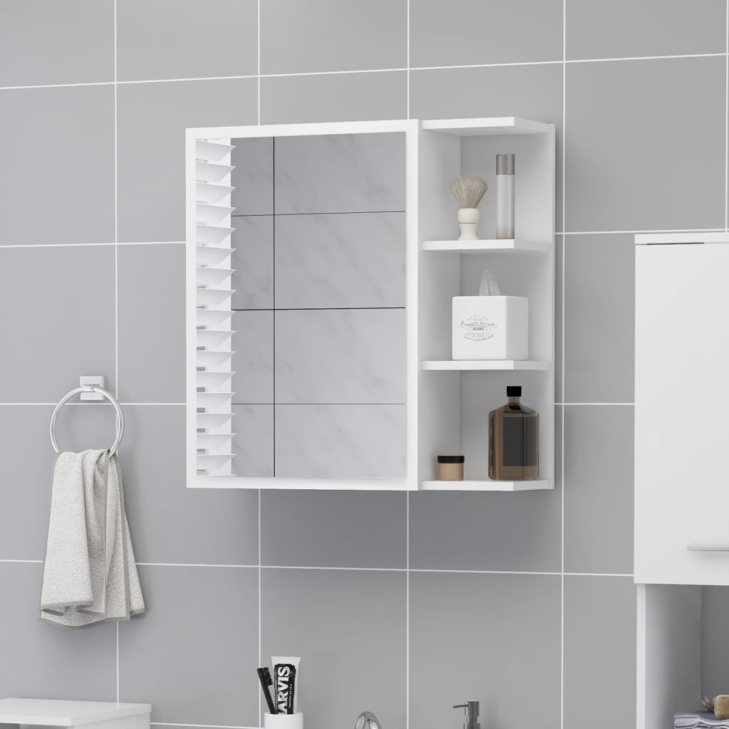 Bathroom Mirror Cabinet White 62.5x20.5x64 cm Chipboard