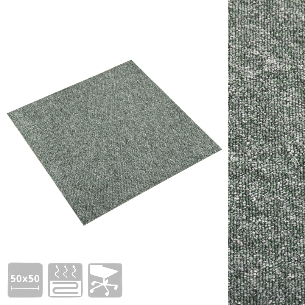 Carpet Floor Tiles 20 pcs 5 m² 50x50 cm Green