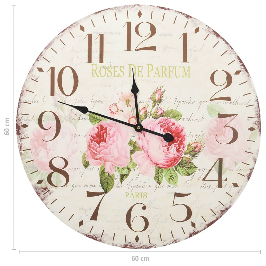 Vintage Wall Clock Flower 60 cm