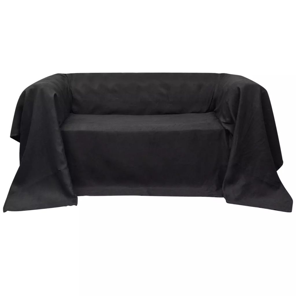 130897 Micro-suede Couch Slipcover Anthracite 270 x 350 cm