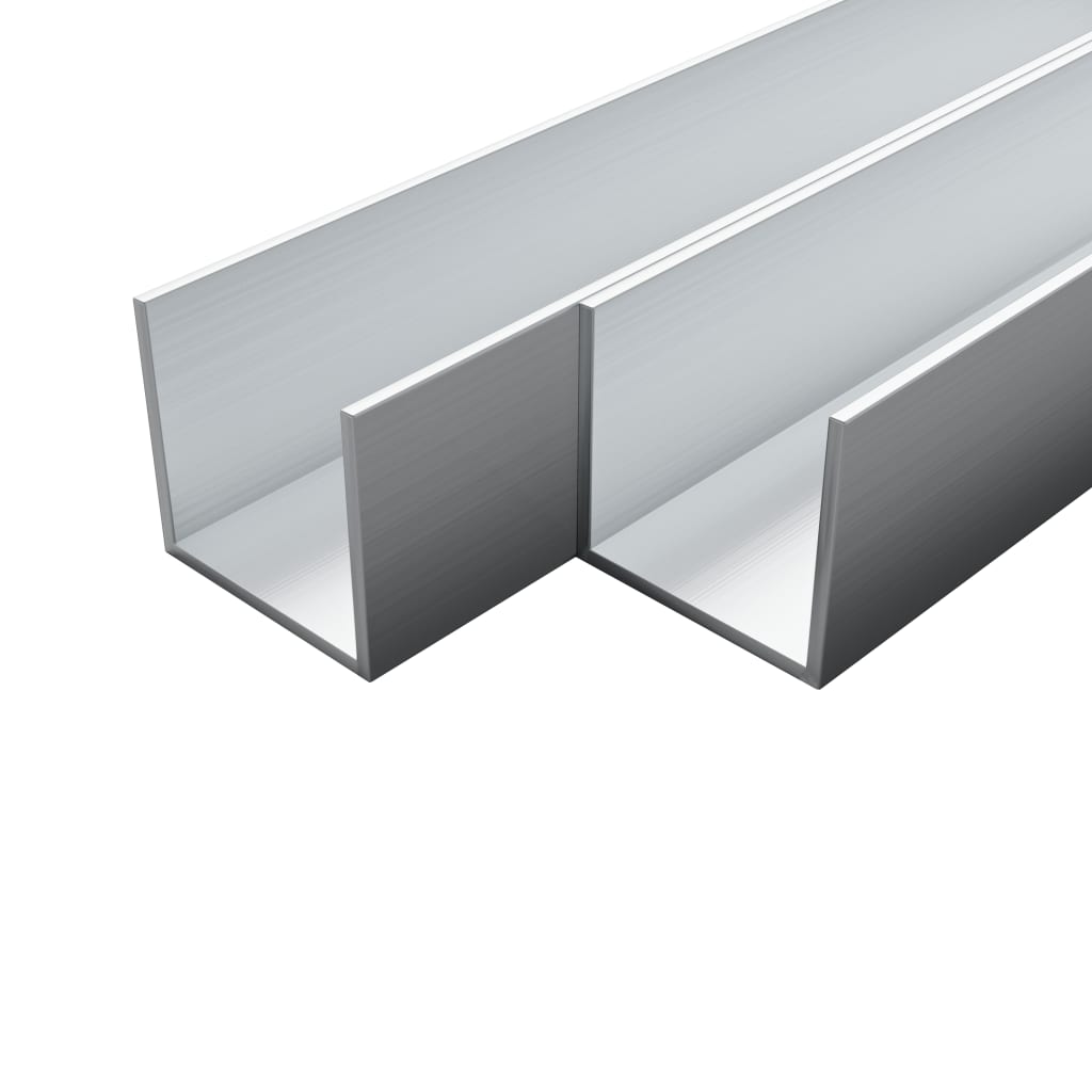 Aluminium-Kanäle 4 Stück U-Profil 1 m 10x10x2 mm