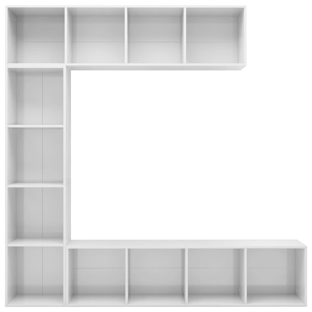 3-tlg. Bücher-/TV-Schrank Set Hochglanz-Weiss 180x30x180 cm