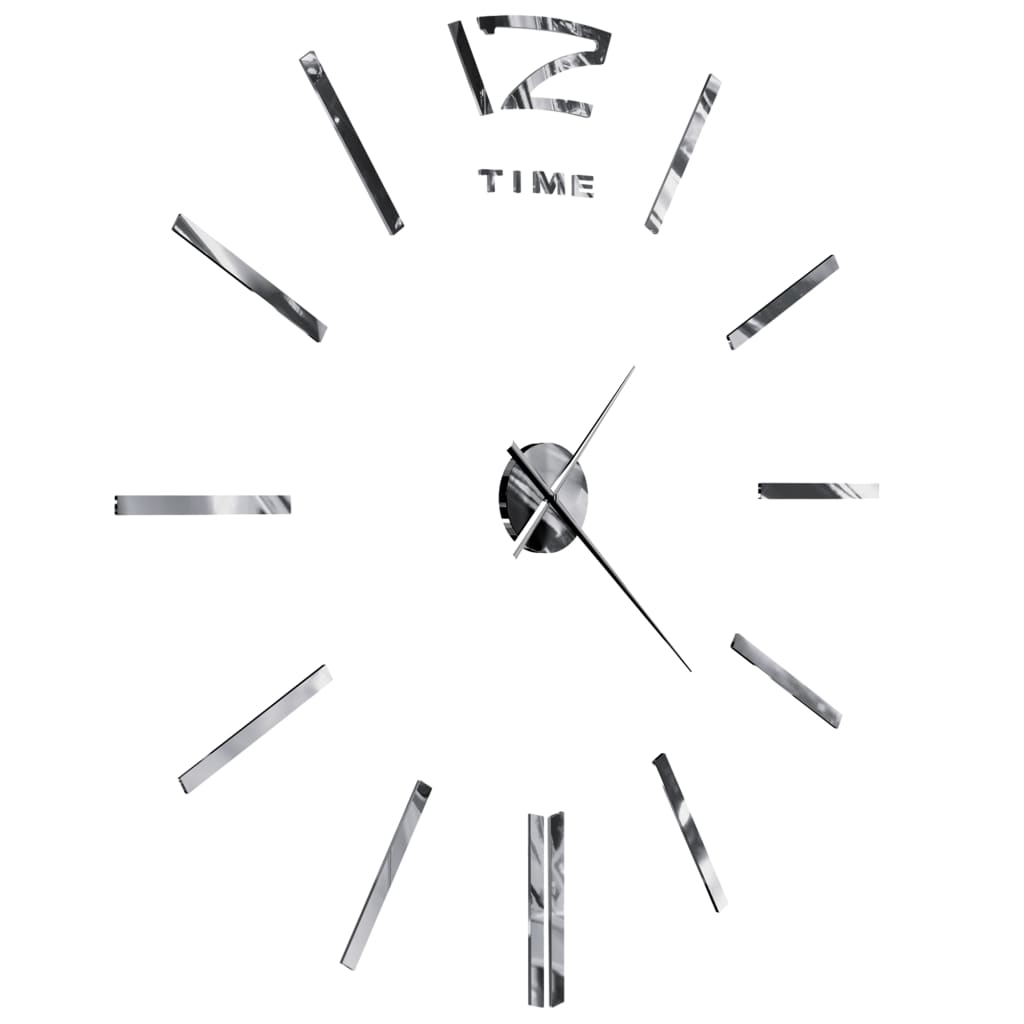 Horloge murale 3D Design moderne 100 cm XXL Argenté