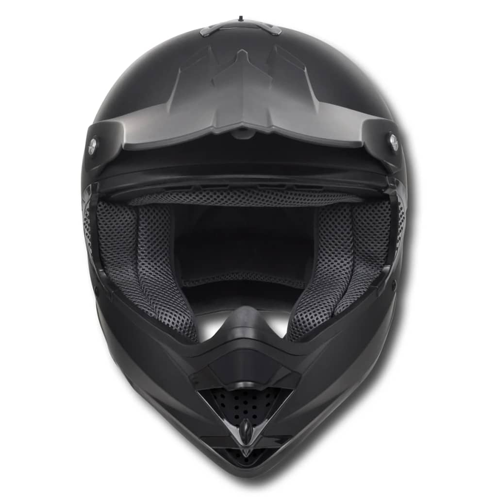 Motocross Helmet Black M No Visor with Goggles