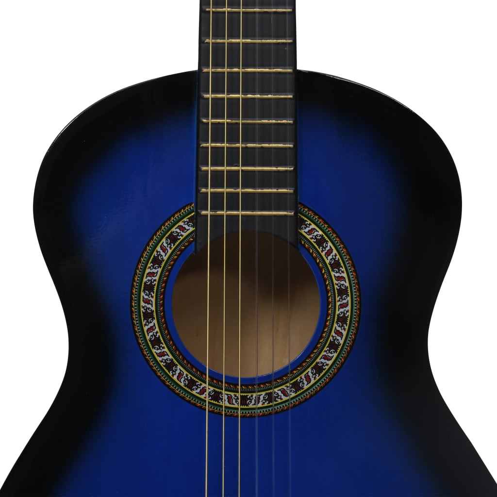 8 Piece Classical Guitar Beginner Set Blue 1/2 34"