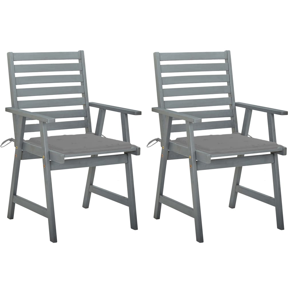 Outdoor Dining Chairs with Cushions 2 pcs Solid Acacia Wood