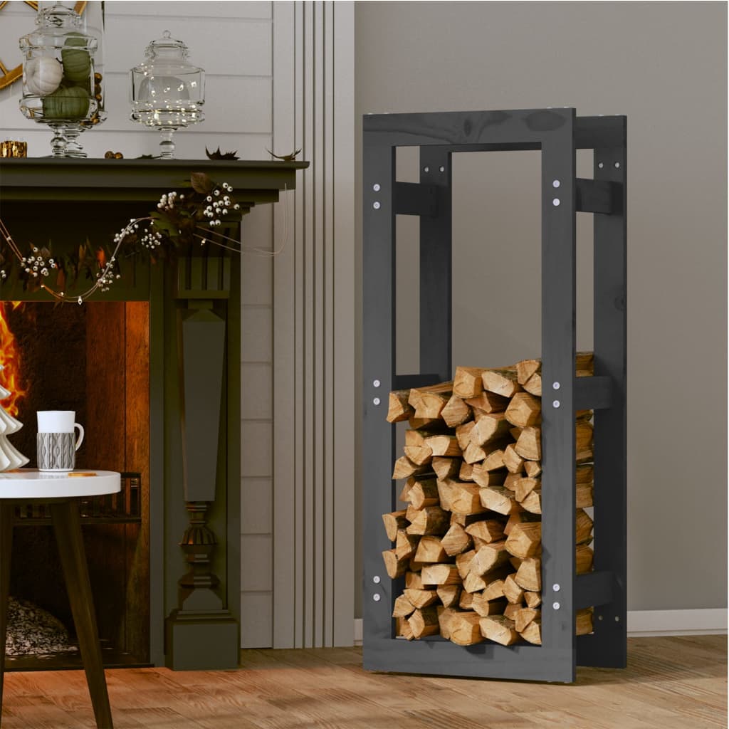 Firewood Rack Grey 41x25x100 cm Solid Wood Pine