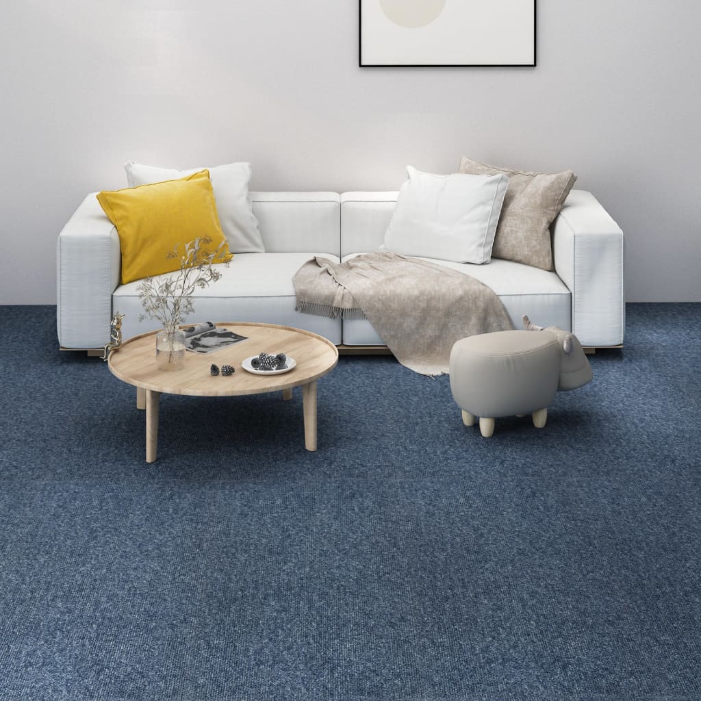 Carpet Floor Tiles 16 pcs 4 m² 25x100 cm Blue