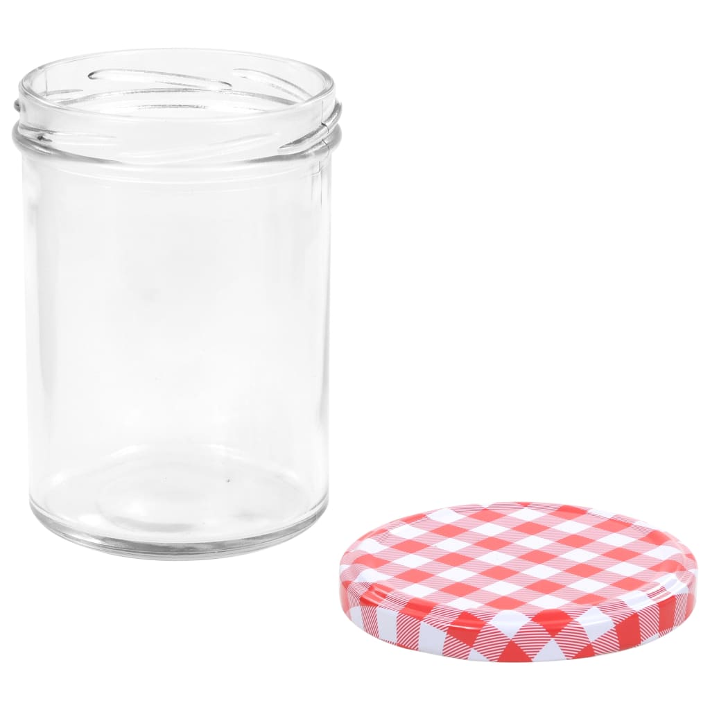 Glass Jam Jars with White and Red Lid 24 pcs 400 ml
