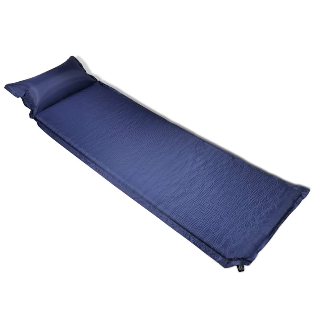 Matelas auto-gonflant avec oreiller 6 x 66 x 200 cm bleu