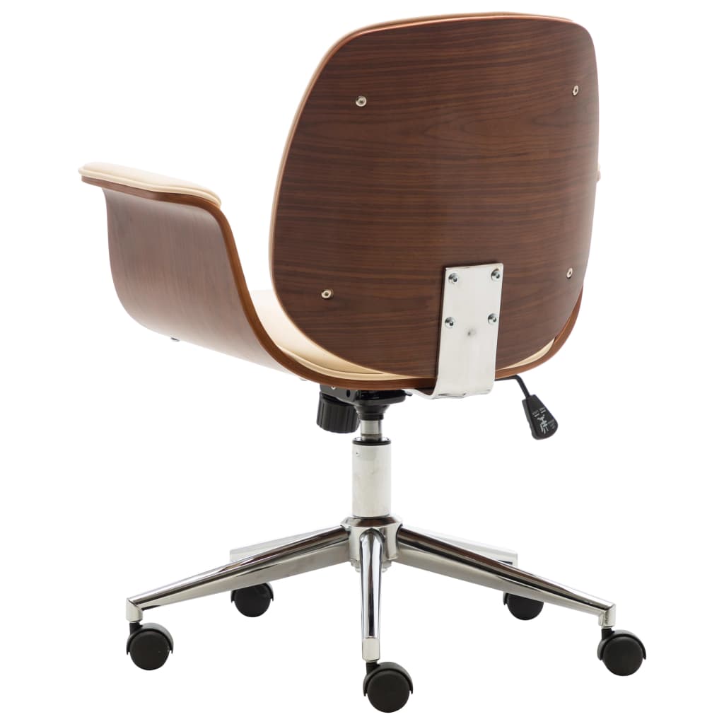 Office Chair Cream Bent Wood and Faux Leather