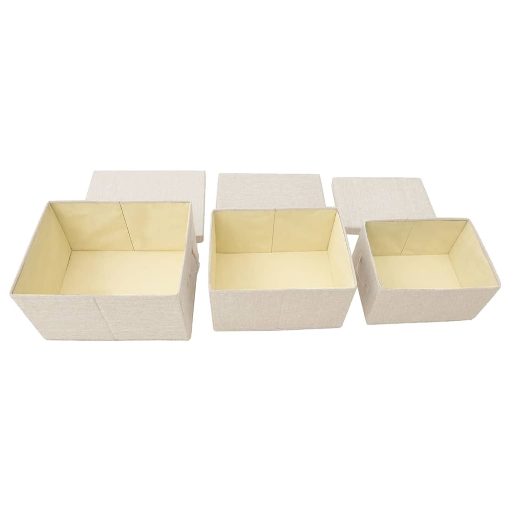 Stackable Storage Box Set of 3 Piece Fabric Cream