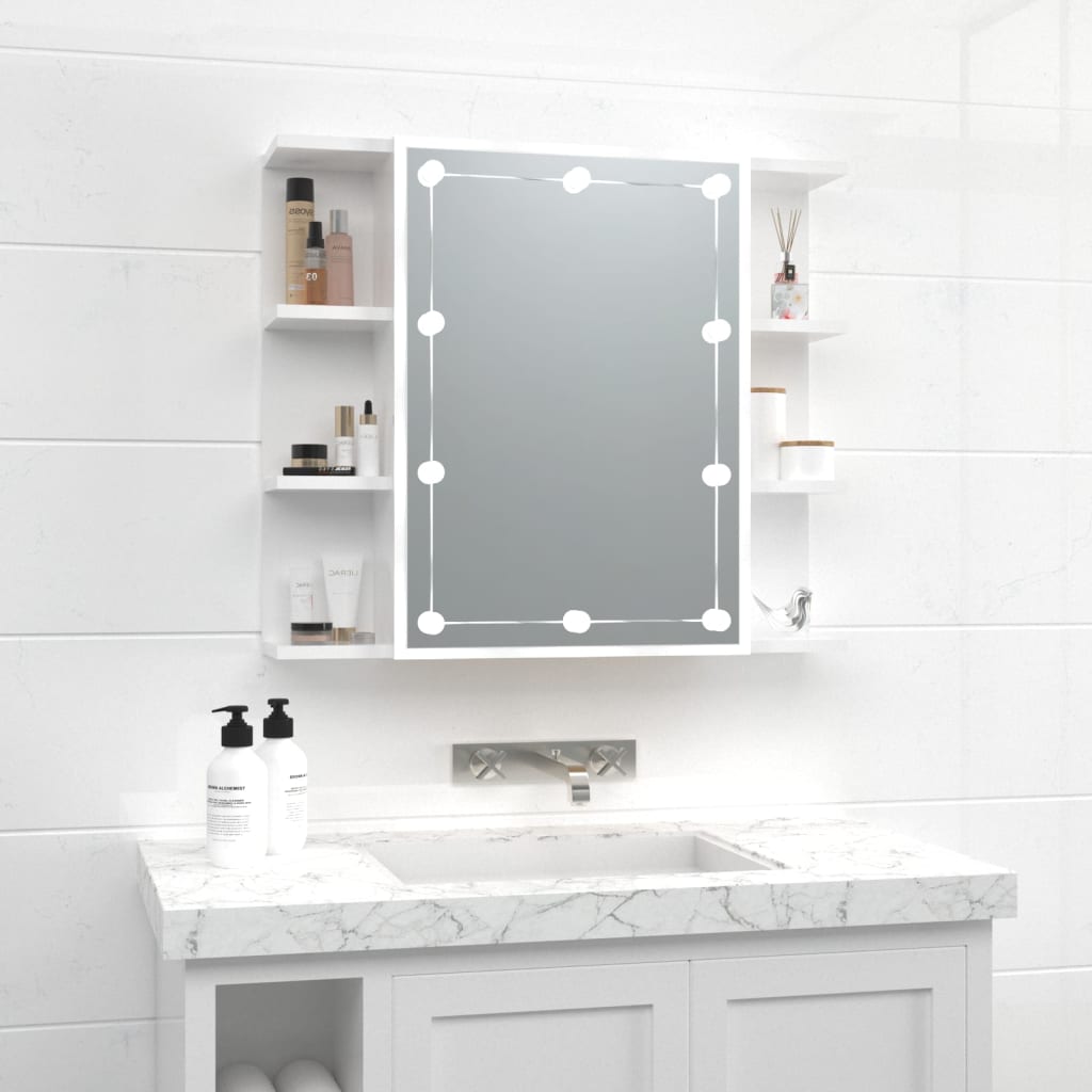 Armoire à miroir avec LED Blanc brillant 70x16,5x60 cm