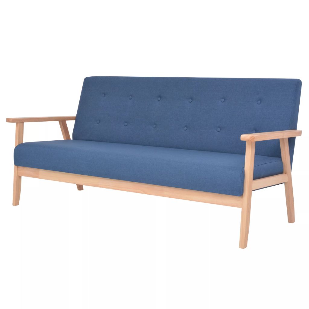 3-Seater Sofa Fabric Blue