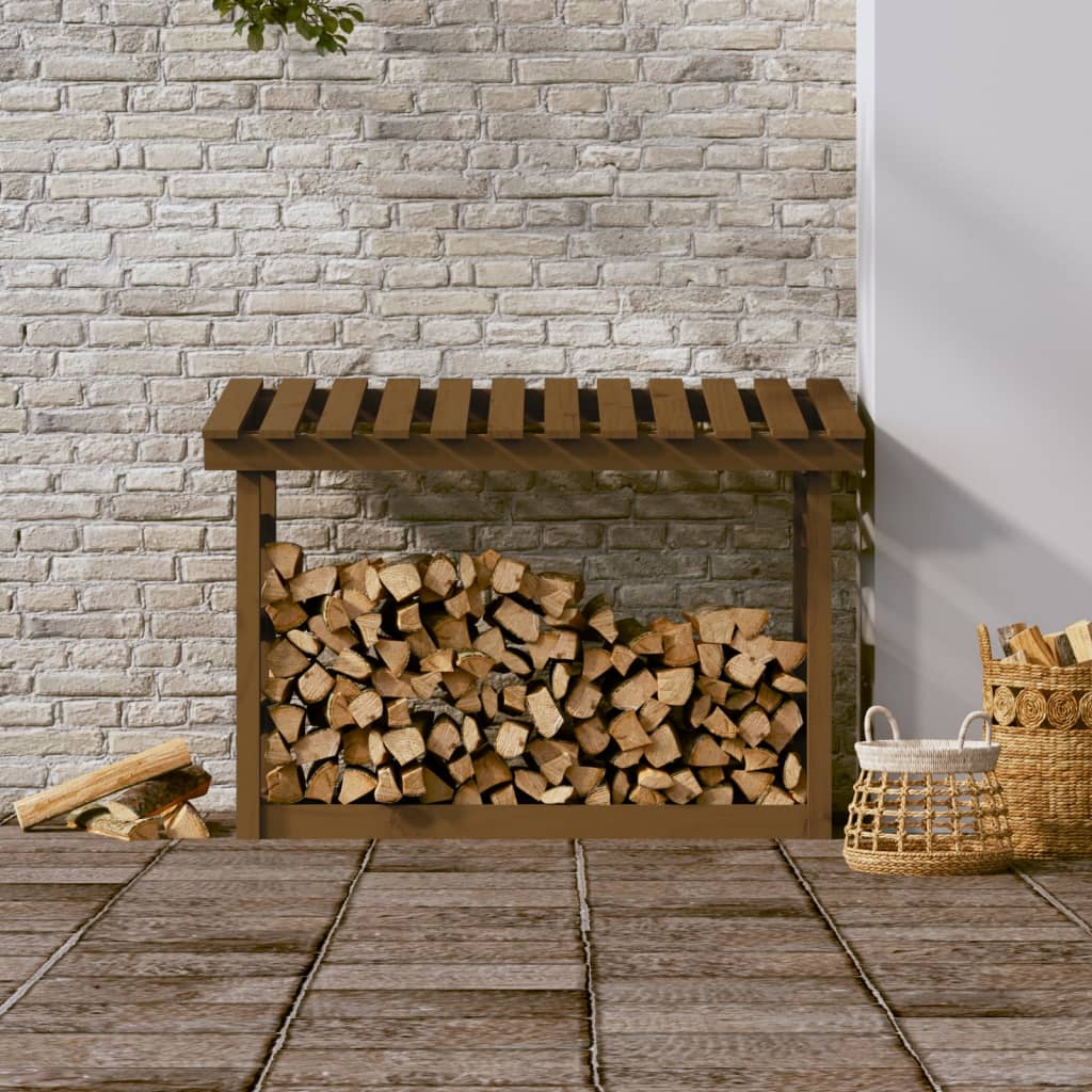 Firewood Rack Honey Brown 108x64.5x78 cm Solid Wood Pine