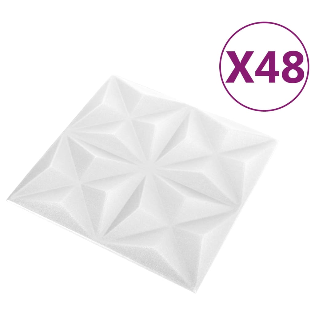 3D-Wandpaneele 48 Stk. 50x50 cm Origami-Weiss 12 m²