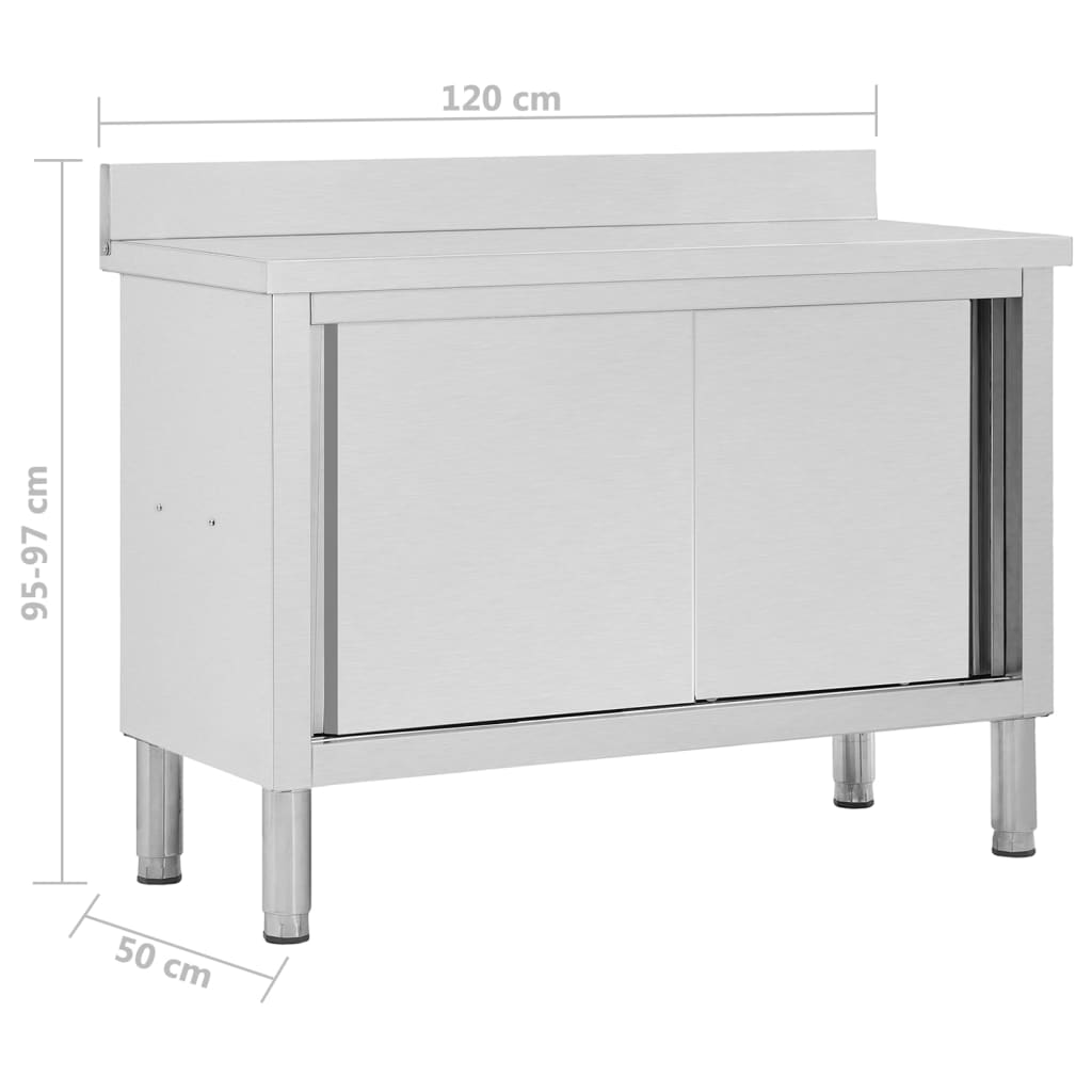 Arbeitsschrank mit Schiebetüren 120x50x(95-97) cm Edelstahl