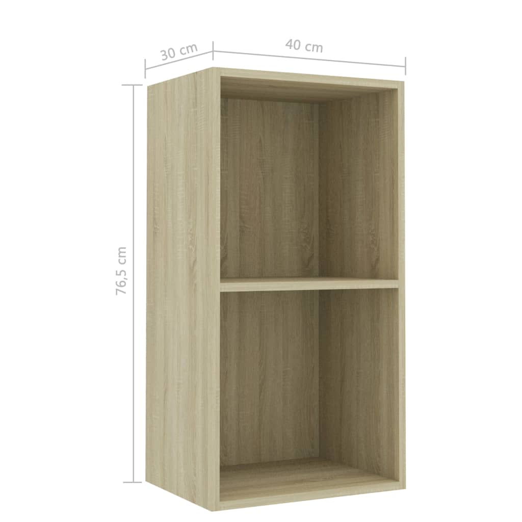 2-Tier Book Cabinet Sonoma Oak 40x30x76.5 cm Engineered Wood
