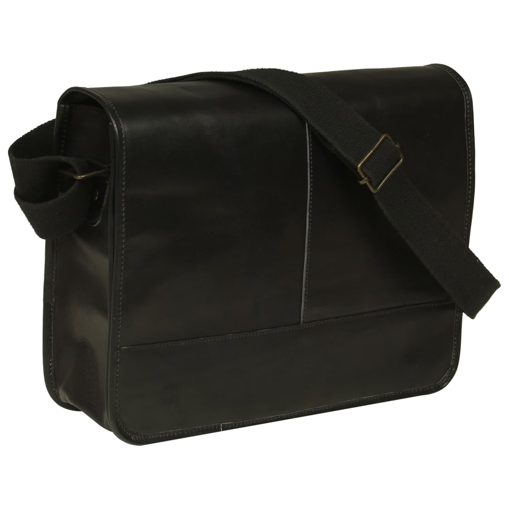 Messenger Bag Real Leather Black