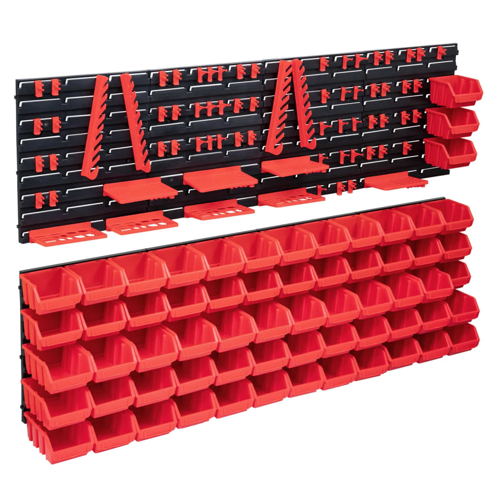 141-tlg. Werkzeugwand mit Sichtlagerkästen Rot und Schwarz