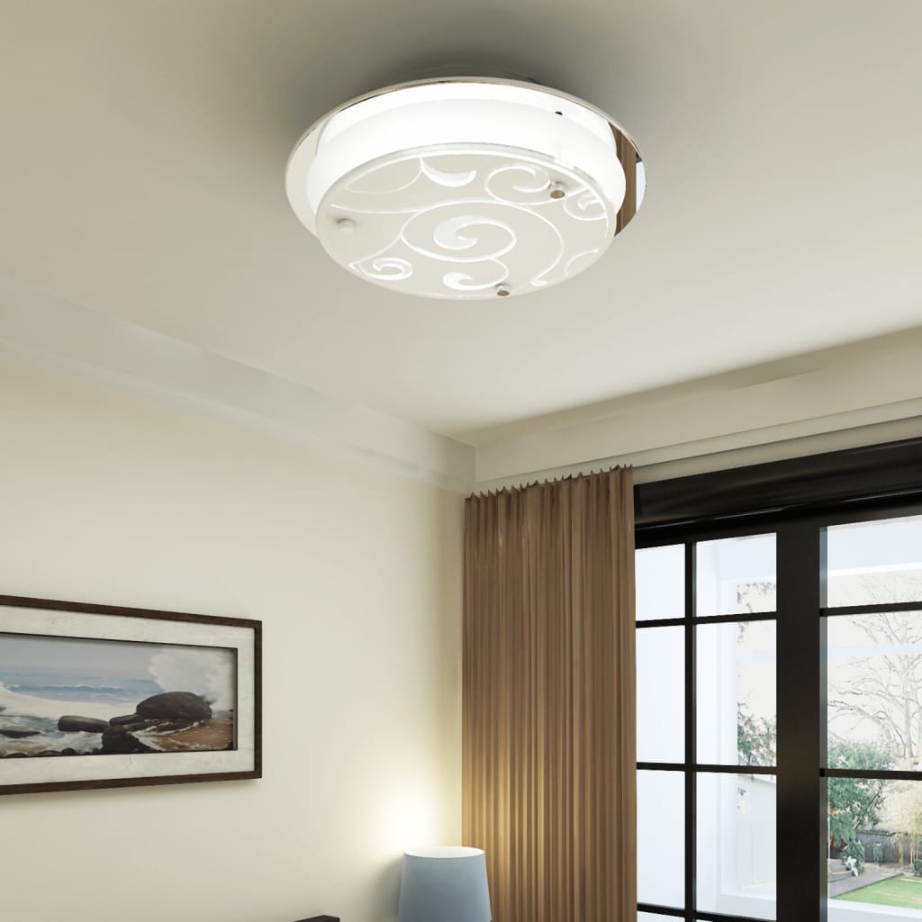 Ceiling Lamp Glass Round 1 x E27 Pattern