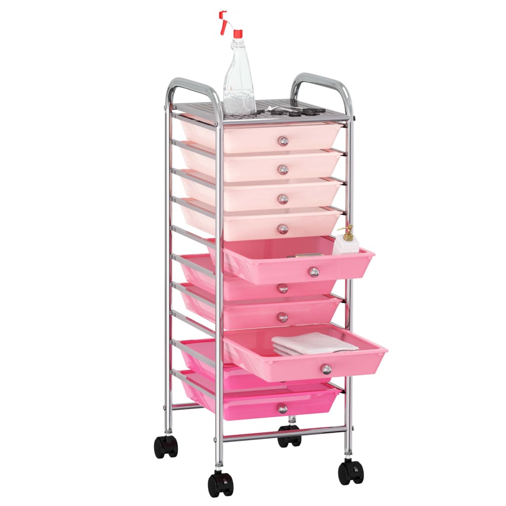Schubladenwagen mit 10 Schubladen Ombre Rosa Kunststoff