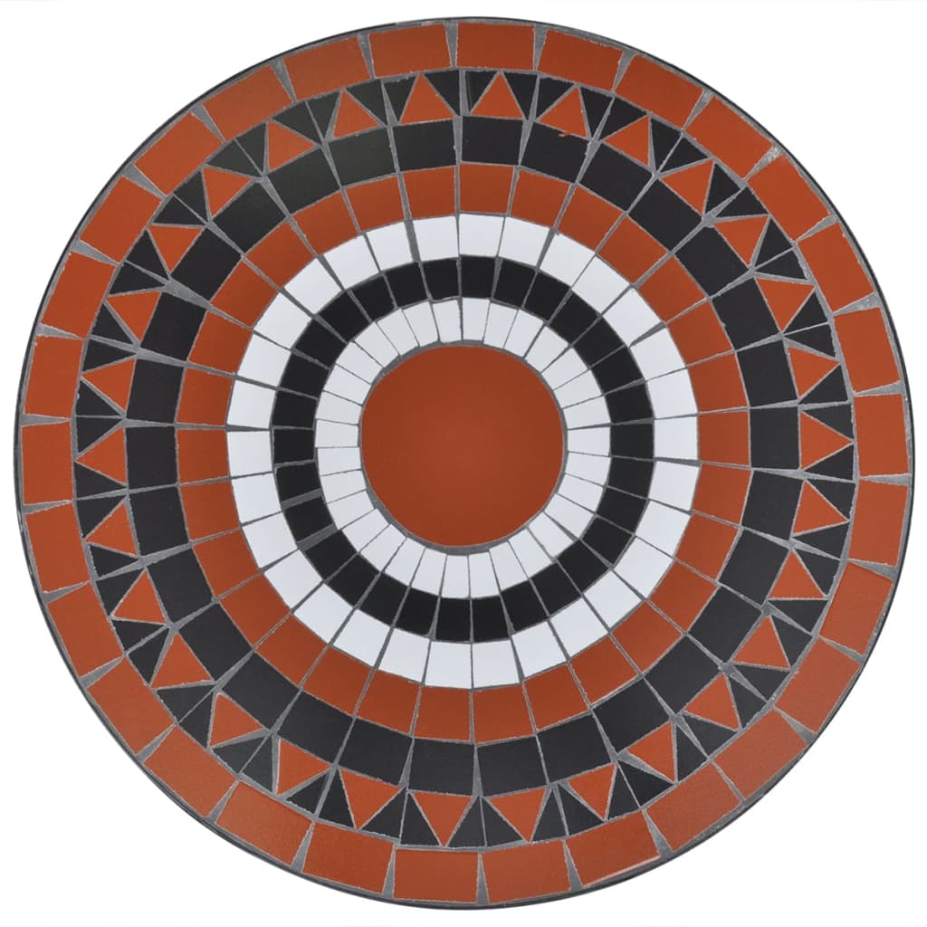 Bistrotisch Terracotta-Rot und Weiss 60 cm Mosaik
