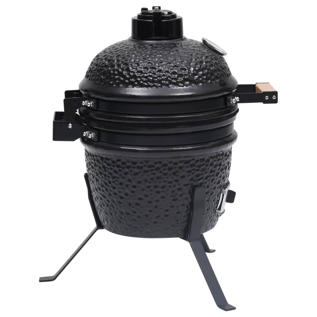 Barbecue à fumoir Kamado 2-en-1 Céramique 56 cm Noir