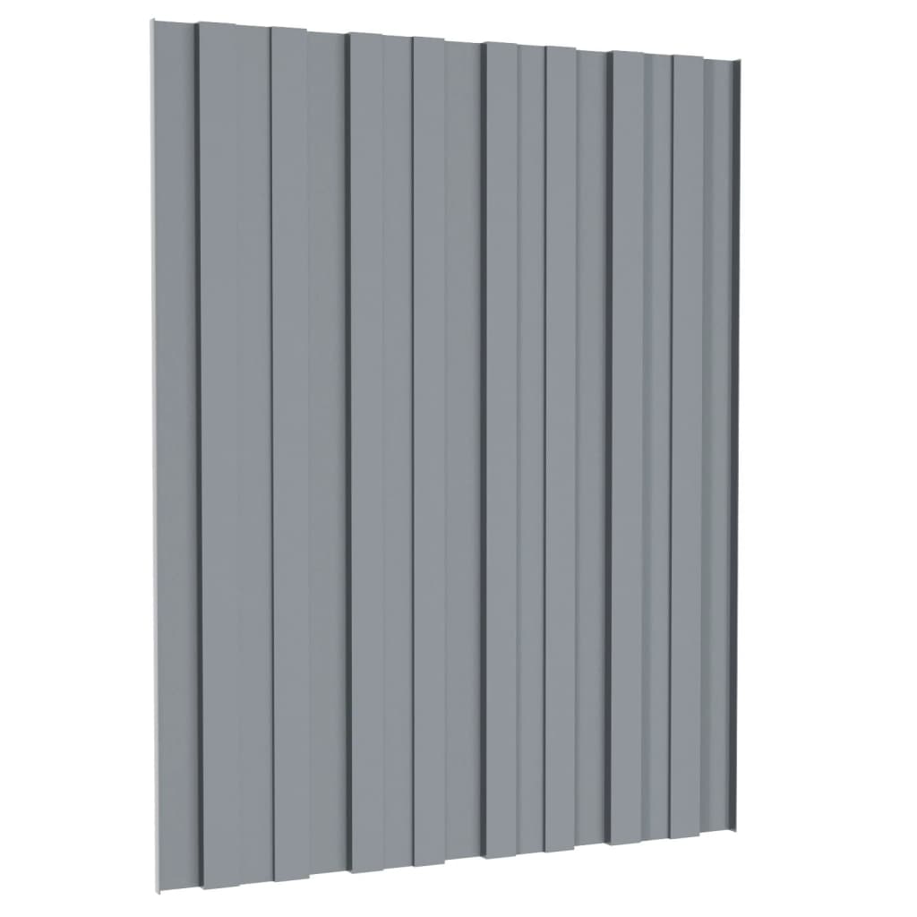 Roof Panels 12 pcs Galvanised Steel Silver 60x45 cm