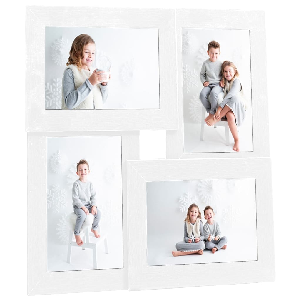 Collage Photo Frame for 4x(10x15 cm) Picture White MDF
