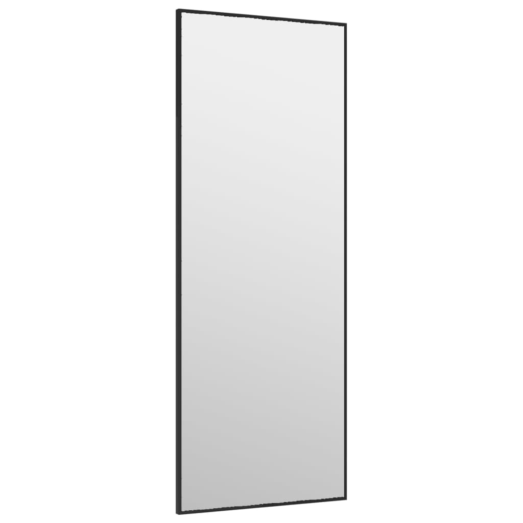 Door Mirror Black 30x80 cm Glass and Aluminium