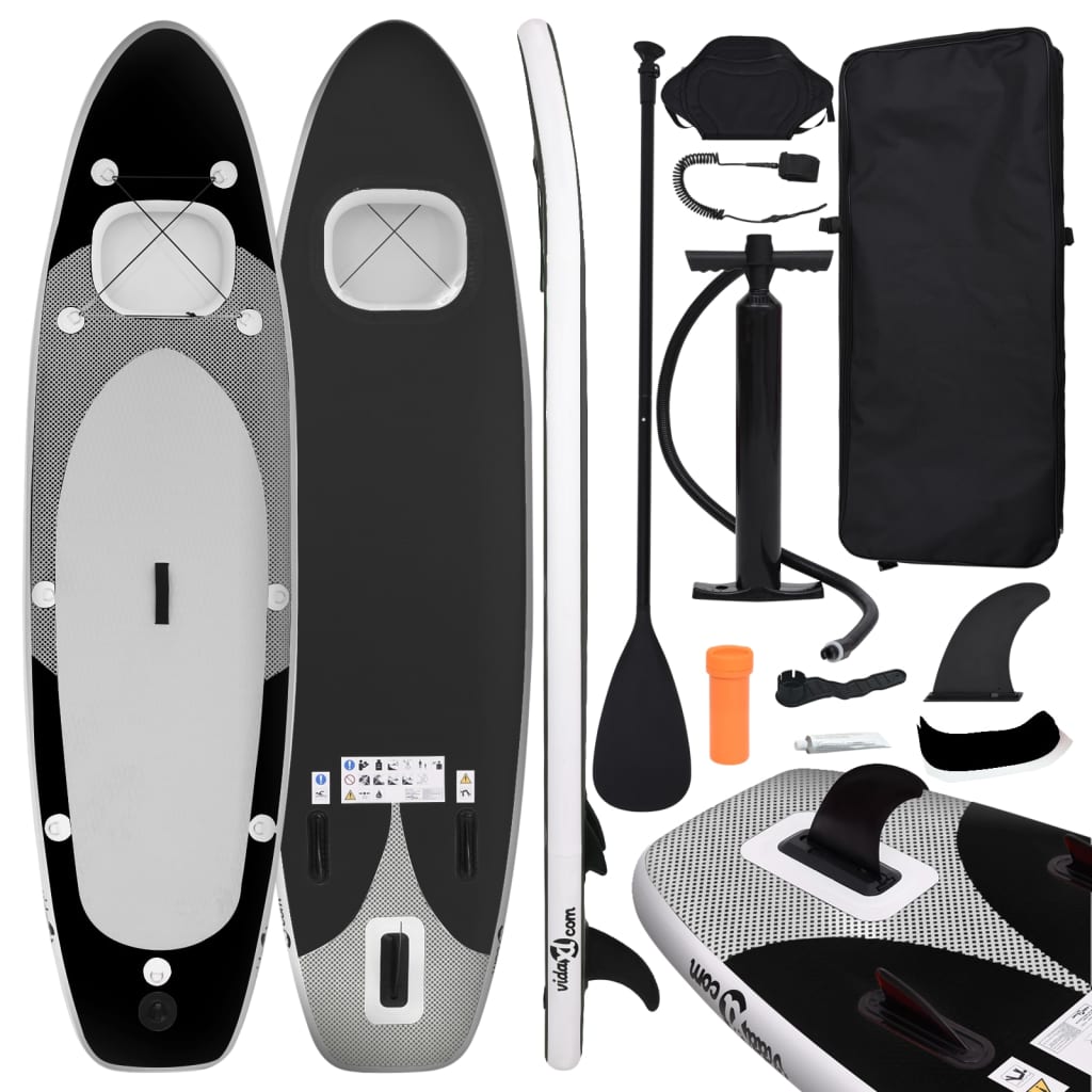Inflatable Stand Up Paddle Board Set Black 360x81x10 cm