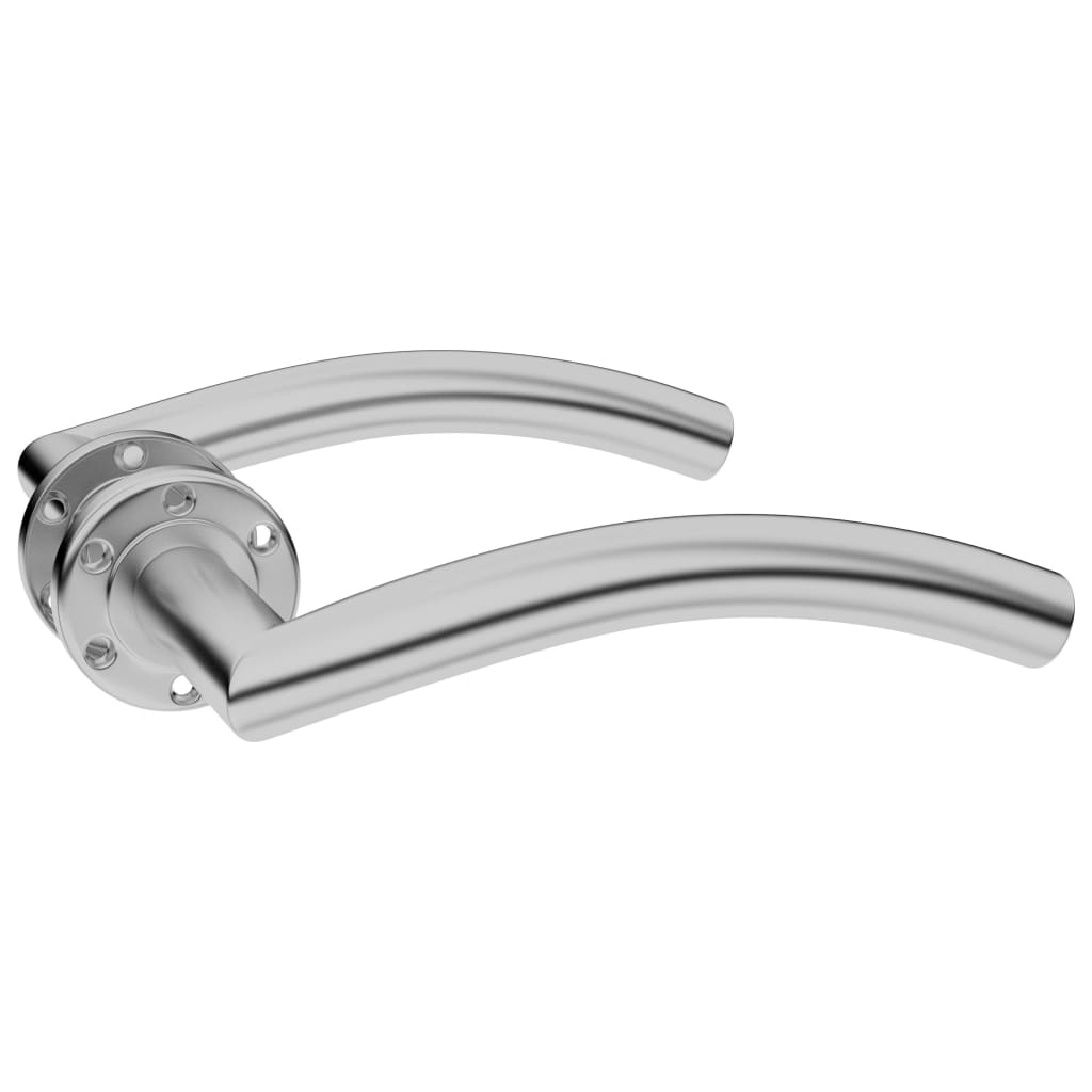 Curved Door Handle Set with WC Lock Stainless Steel