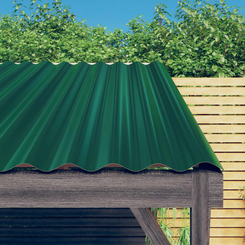 Dachpaneele 12 Stk. Pulverbeschichteter Stahl Grün 80x36 cm