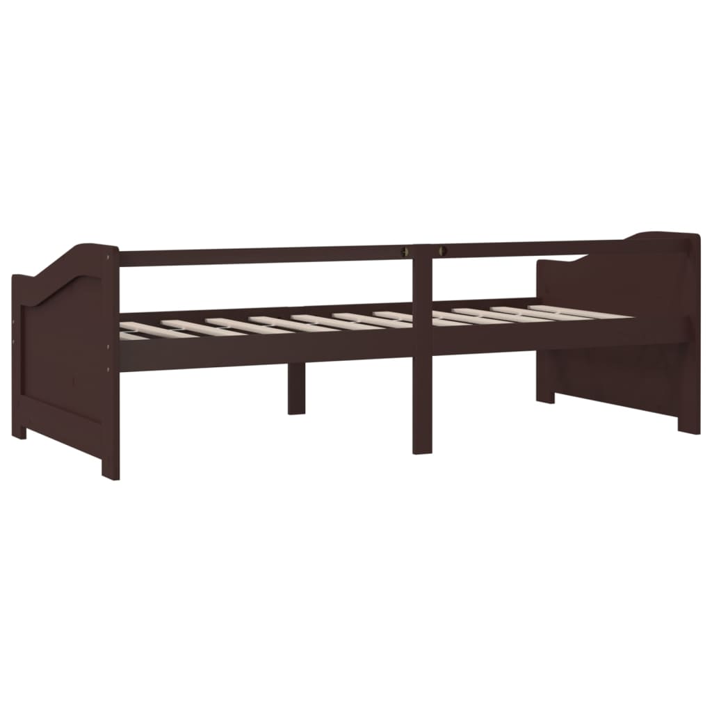 3-Seater Day Bed Dark Brown Solid Pinewood 90x200 cm