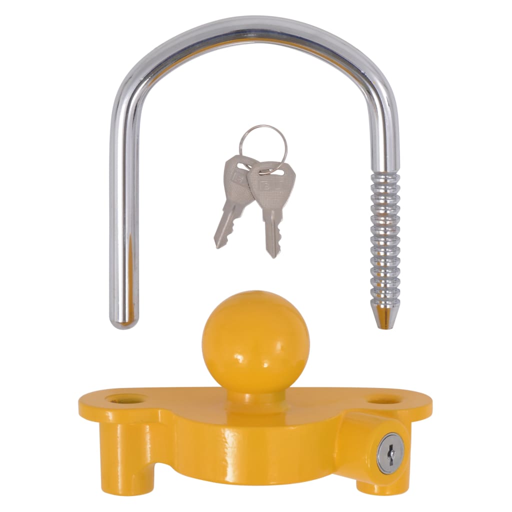 Trailer Lock with 2 Keys Steel and Aluminium Alloy Yellow