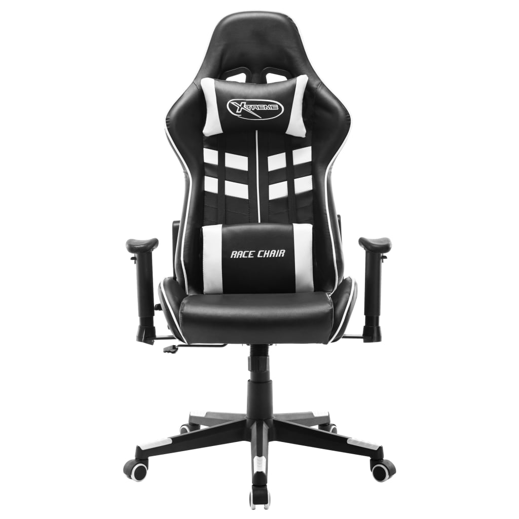 Gaming Chair Black and White Artificial Leather