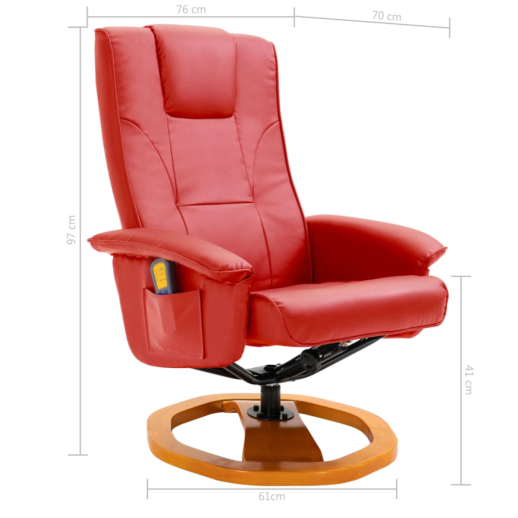 Massage Chair with Foot Stool Red Faux Leather